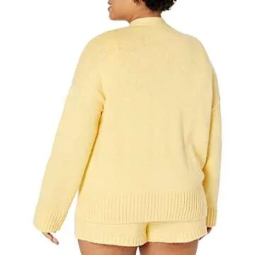 The Drop Women's Brigitte Chunky Button Front Pocket Ribbed Cardigan, Butter, S