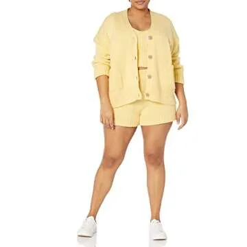 The Drop Women's Brigitte Chunky Button Front Pocket Ribbed Cardigan, Butter, S