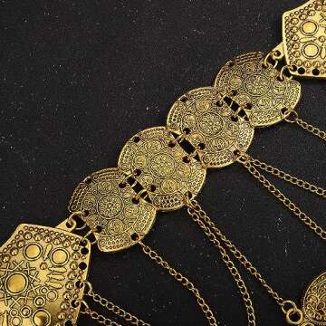 Wiwpar Women Gold Waist Chain Belt Coin Pendent Tassel Long Belt Body Belly Jewelry for Dresses Jeans Summer Beach Body Waist Chain Jewelry for Ladies (Gold)