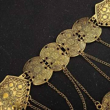 Wiwpar Women Gold Waist Chain Belt Coin Pendent Tassel Long Belt Body Belly Jewelry for Dresses Jeans Summer Beach Body Waist Chain Jewelry for Ladies (Gold)