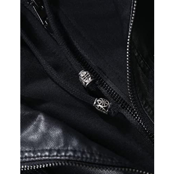 Springrain Women's Faux Leather Jacket with Detachable Hood
