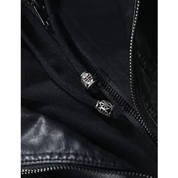 Springrain Women's Faux Leather Jacket with Detachable Hood