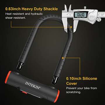 INTEKIN Bike U Lock Heavy Duty Anti Theft, 16mm U Lock and 5ft Length Security Cable with Sturdy Mou...