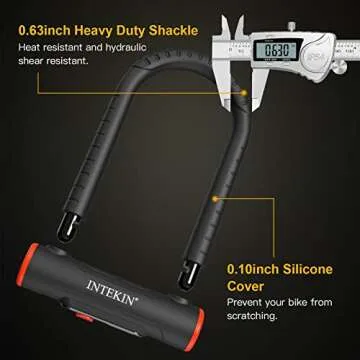 INTEKIN Bike U Lock Heavy Duty Anti Theft, 16mm U Lock and 5ft Length Security Cable with Sturdy Mou...