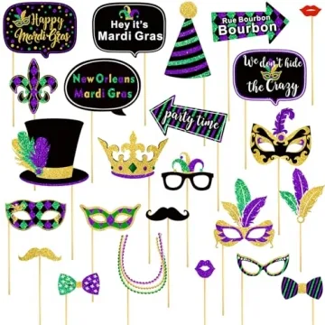 24 Piece Mardi Gras Photo Props for Exciting Celebrations