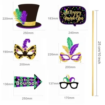 24 Piece Mardi Gras Photo Props for Exciting Celebrations