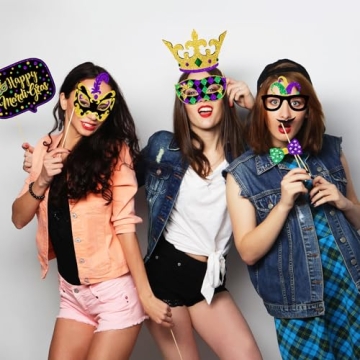 24 Piece Mardi Gras Photo Props for Exciting Celebrations