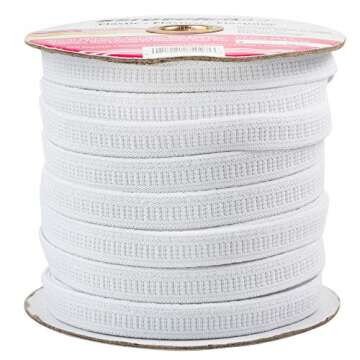 Stretchrite 1NSS1101WHTE Stretchrite 1/2 by 50-Yard White Flat Non-Roll Woven Polyester Elastic Spool