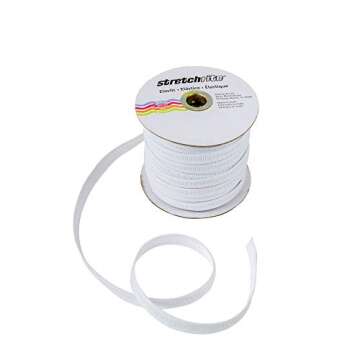 Stretchrite 1NSS1101WHTE Stretchrite 1/2 by 50-Yard White Flat Non-Roll Woven Polyester Elastic Spool