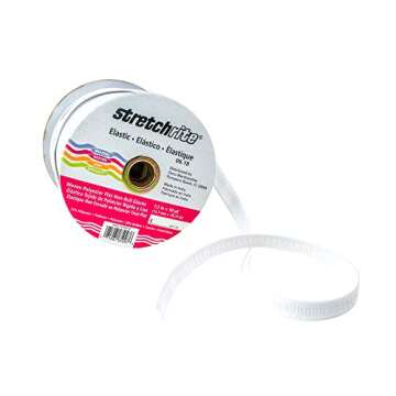 Stretchrite 1NSS1101WHTE Stretchrite 1/2 by 50-Yard White Flat Non-Roll Woven Polyester Elastic Spool