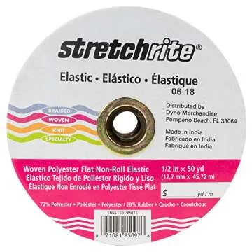Stretchrite Non-Roll Woven Polyester Elastic 50-Yard