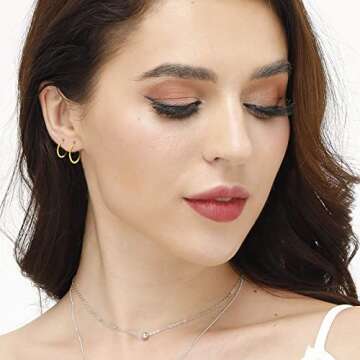 14K Gold Plated Hoop Earrings Set for Sensitive Skin