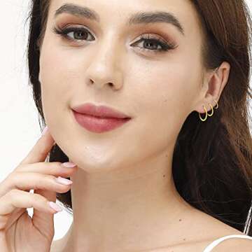14K Gold Plated Hoop Earrings Set for Sensitive Skin
