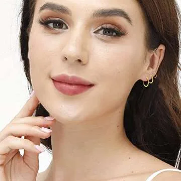 14K Gold Plated Hoop Earrings Set for Sensitive Skin