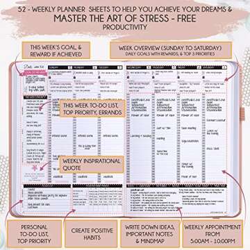 Law of Attraction Planner 2025 – Undated Hourly, Weekly & Monthly Goal Setting Planner, 12-Month to Increase Productivity | Life & Gratitude Journal, Include Foldable Vision Board, Gift Box & Stickers