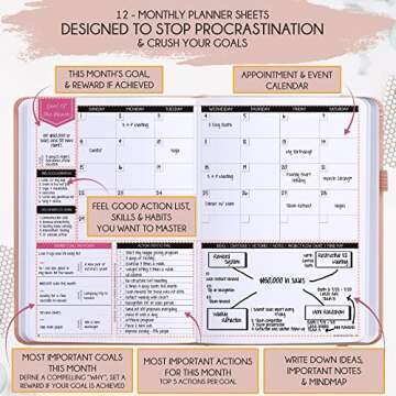 Law of Attraction Planner 2025 – Undated Hourly, Weekly & Monthly Goal Setting Planner, 12-Month to Increase Productivity | Life & Gratitude Journal, Include Foldable Vision Board, Gift Box & Stickers