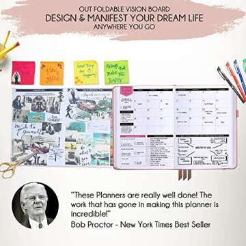 Law of Attraction Planner 2025 – Undated Hourly, Weekly & Monthly Goal Setting Planner, 12-Month to Increase Productivity | Life & Gratitude Journal, Include Foldable Vision Board, Gift Box & Stickers