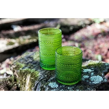 Fortessa Jupiter Beaded Hobnail Glass Set of 6 in Sage Green