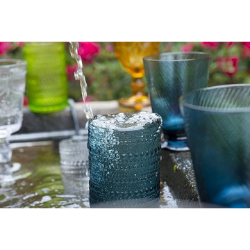 Fortessa Jupiter Beaded Hobnail Glass Set of 6 in Sage Green