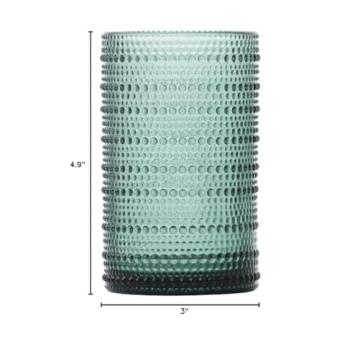 Fortessa Jupiter Beaded Hobnail Glass Set of 6 in Sage Green