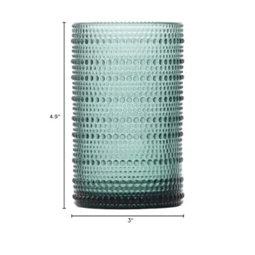 Fortessa Jupiter Beaded Hobnail Glass Set of 6 in Sage Green