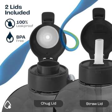 AQUAFIT 64 oz Water Bottle with Time Marker - Straw & Chug Lid - BPA Free Half Gallon Water Bottle, Big Water Bottle with Straw, Gym Water Bottle with Handle, Gallon Water Jug (Galaxy, 64 Ounces)