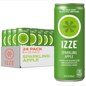 IZZE Sparkling Juice Apple Pack of 24 Cans – No Added Sugar, Non-GMO