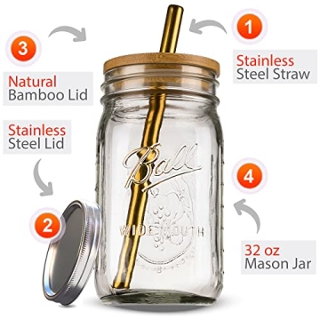 Stylish Reusable Boba Cups & Smoothie Jars Set - Eco-Friendly