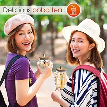 Stylish Reusable Boba Cups & Smoothie Jars Set - Eco-Friendly