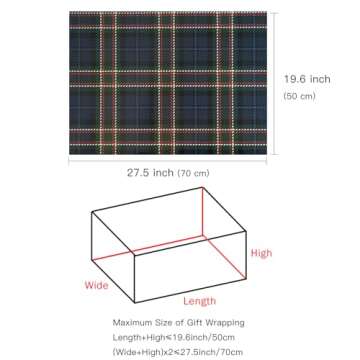LeZakaa Christmas Green Wrapping Paper Sheet, 12 Folded Sheet with 4 Different Green Tartan, Plaid Design for New Year Celebrations, Holiday Gift Wrapping, 27.5 x 19.6 inches Per Sheet