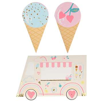 Meri Meri Ice Cream Valentine Cards (Pack of 12), Classroom Valentine's Day Cards, Friendship Bracelets, Valentines Gifts, Pretty Pastels, Fun Messages, For Ages 3+, 2.25 x 4.25 x 0.125 inches