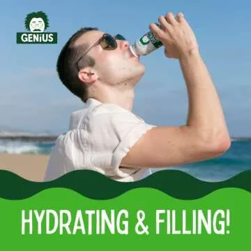 Genius Juice 100% Organic Coconut Creamy Nutritional Smoothie | Coconut Water + Blended Whole Coconut Meat = Low Calorie, Delicious, Filling Meal Replacement | No added sugars, Vegan Free, Dairy Free