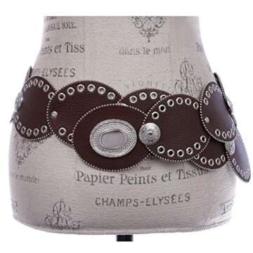 Women's 3 1/4" Boho Leather Oval Disc Belt