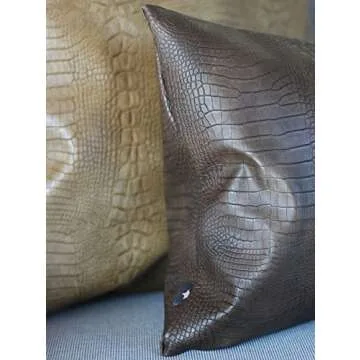 Kdays Luxurious Brown Faux Leather Lumbar Pillow Cover