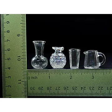 Miniature Dollhouse Accessories with Glass Vases & Dried Flowers