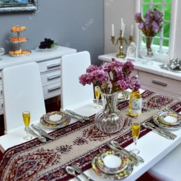 Miniature Dollhouse Accessories with Glass Vases & Dried Flowers