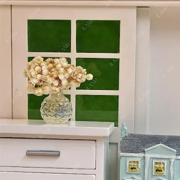 Miniature Dollhouse Accessories with Glass Vases & Dried Flowers