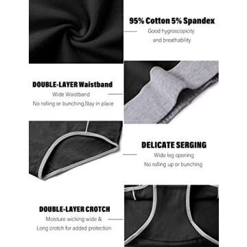 POKARLA Womens Cotton Underwear High Waisted Full Coverage Underpants Soft Breathable Postpartum Panties Stretch Briefs Black