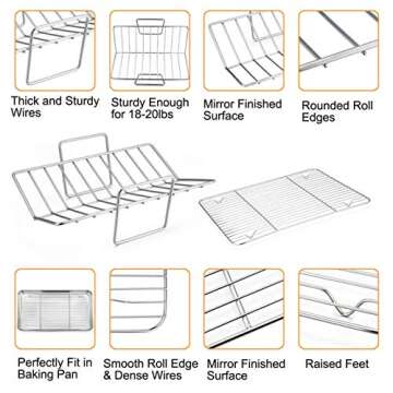 TeamFar 16 Inch Roasting Pan Set for Holidays and More