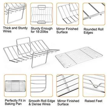TeamFar 16 Inch Roasting Pan Set for Holidays and More