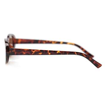 Sopaila Mini Vintage Retro Extra Narrow Oval Round Skinny Cat Eye Sun Glasses Clout Goggles,leopard