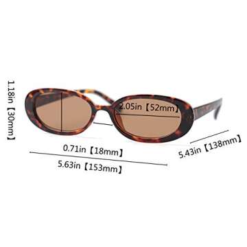 Sopaila Mini Vintage Retro Extra Narrow Oval Round Skinny Cat Eye Sun Glasses Clout Goggles,leopard