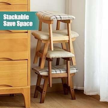 viewcare Foot Stools Ottoman, Small Soft Footrest Ottoman with Wood Legs, Sofa Footrest Extra Seating for Living Room Entryway Office