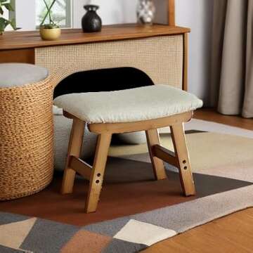 viewcare Foot Stools Ottoman, Small Soft Footrest Ottoman with Wood Legs, Sofa Footrest Extra Seating for Living Room Entryway Office