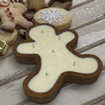 Dough Bowl Christmas Candle - Gingerbread Decor & Scented Gift