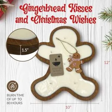 Dough Bowl Christmas Candle - Gingerbread Decor & Scented Gift