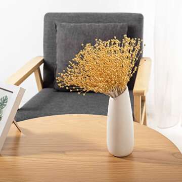 50pcs Beaded Stick Bride Wedding Pearl Bouquet Party Decoration, Christmas Decorations, 4mm Pearl Bouquet Christmas Flower, Christmas Tree Picks and Sprays (Gold)