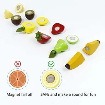 PairPear Wooden Play Food Cutting Fruit Set - Wooden Toys for Toddlers Toy Food Play Kitchen Accessories