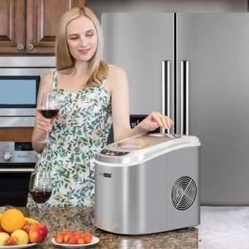 VIVOHOME Electric Portable Compact Countertop Automatic Ice Cube Maker Machine With Self Cleaning Fu...