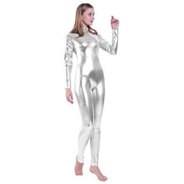 Kepblom Shiny Metallic Catsuit - Unisex Turtleneck Unitard